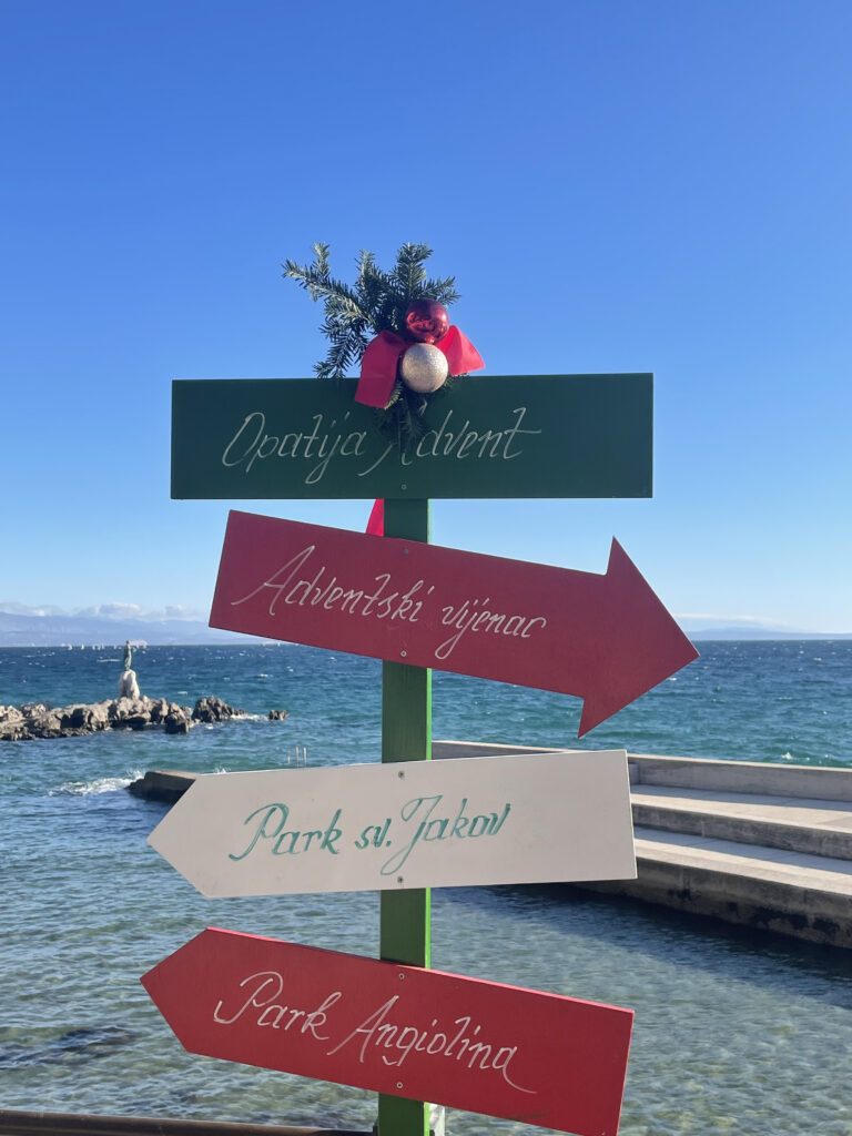 Christmas sign by the sea in Opatija