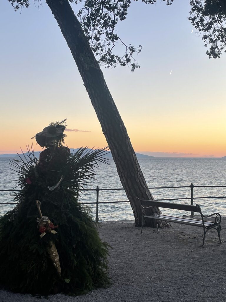 Christmas decoration, sunset, Opatija